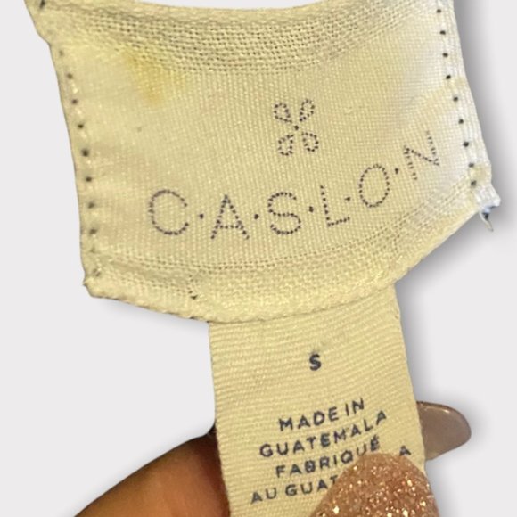 Caslon Navy Cotton Split V-Neck Hooded Pullover Two Pocket Pullover Sweatshirt - Picture 5 of 8